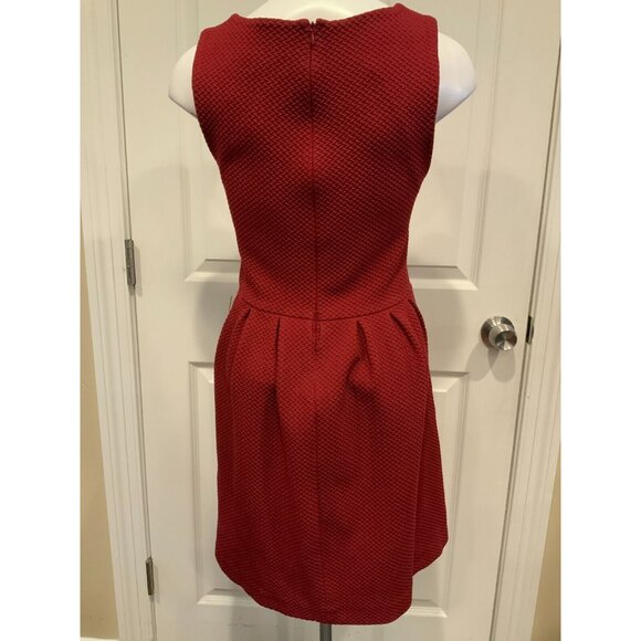 Ganni Red Textured Fit & Flare Sleeveless Dress, Size Medium - Picture 4 of 7